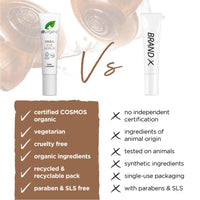 Dr. Organic Dr Organic Snail Gel Eye Serum, Healthy-Aging, Fine Lines, Mens, Womens, Natural, Vegetarian, Cruelty-Free, Paraben & SLS-Free, Recycled & Recyclable, Organic, 15ml, Packaging may vary