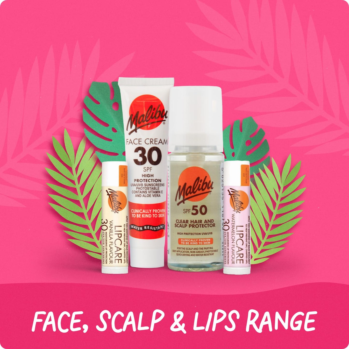 Malibu Sun SPF 30 Lip Balm Sunscreen, Watermelon, Mint and Vanilla, 3 x 5g,