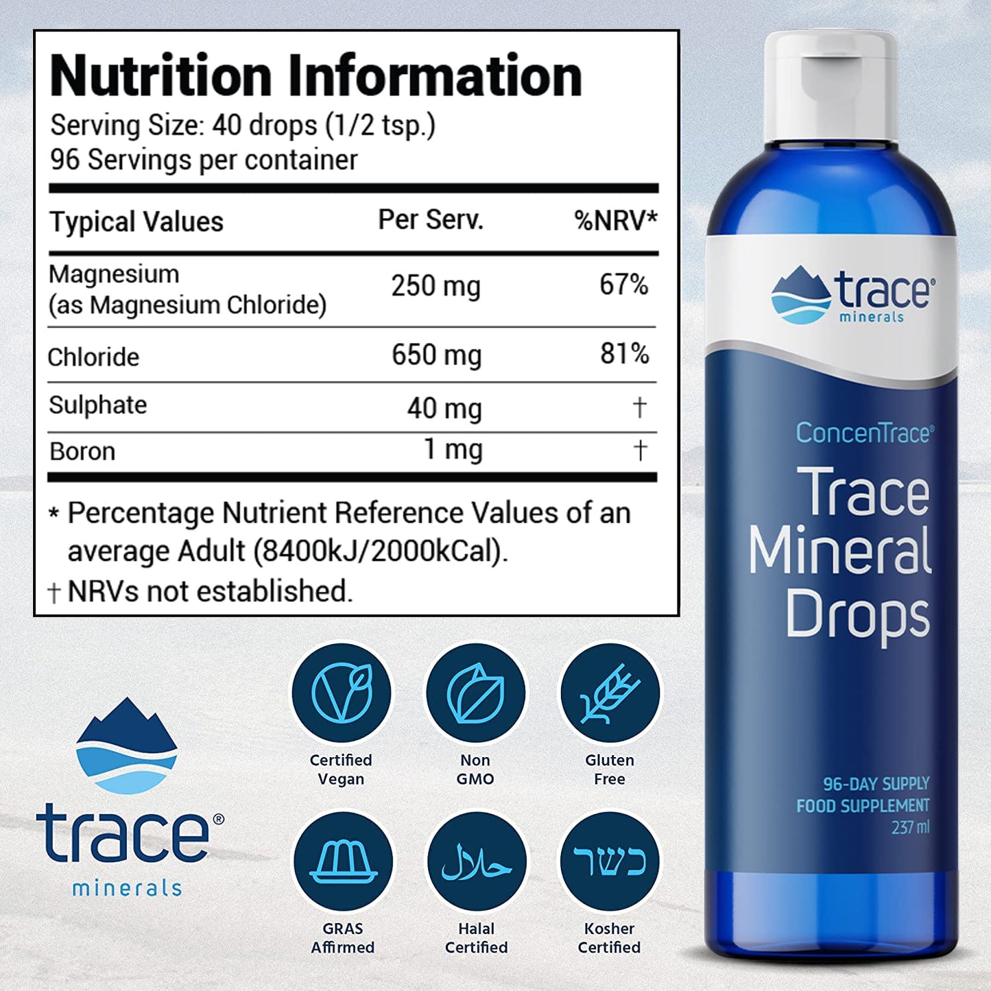Trace Minerals ConcenTrace Trace Mineral Drops (237 ml, 2 Pack)