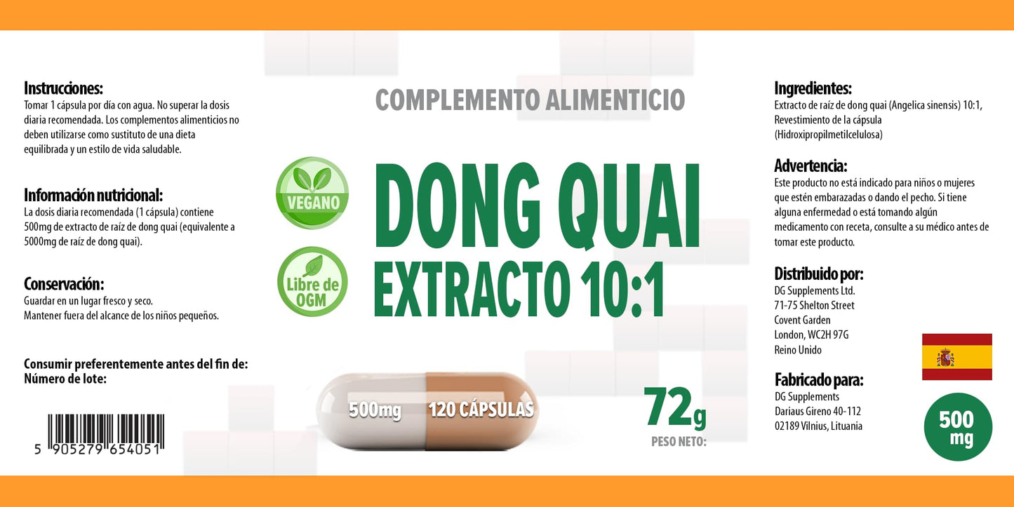 Hepatica Dong Quai 5,000mg | 10:1 Extract (500mg) | 120 Vegan Capsules | High Strength Hormonal & Menstrual Support | 3rd Party Lab Tested