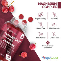 Magnesium Gummies - 90 Vegan Gummies - 1136mg Magnesium Citrate Offering 125mg Magnesium - for Adults & Kids (5 Years+) - Chewable Magnesium Supplements for Women & Men - 45 Days Supply -Gluten Free