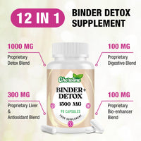 Cheroline Binder Detox & Gut Cleanse Capsules 1500mg, Activated Charcoal Complex with Probiotics, Chlorella & Turmeric, Liver & Digestive Support, Vegan & Natural (90 Count (Pack of 1))