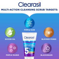 Clearasil 5 in 1 Exfoliating Scrub, For Acne Prone Skin, Unclog Pores, Reduces Blackheads, Pimples and Excess Oil, Everyday Spots Prevention, Pack of 3, Total 450ml