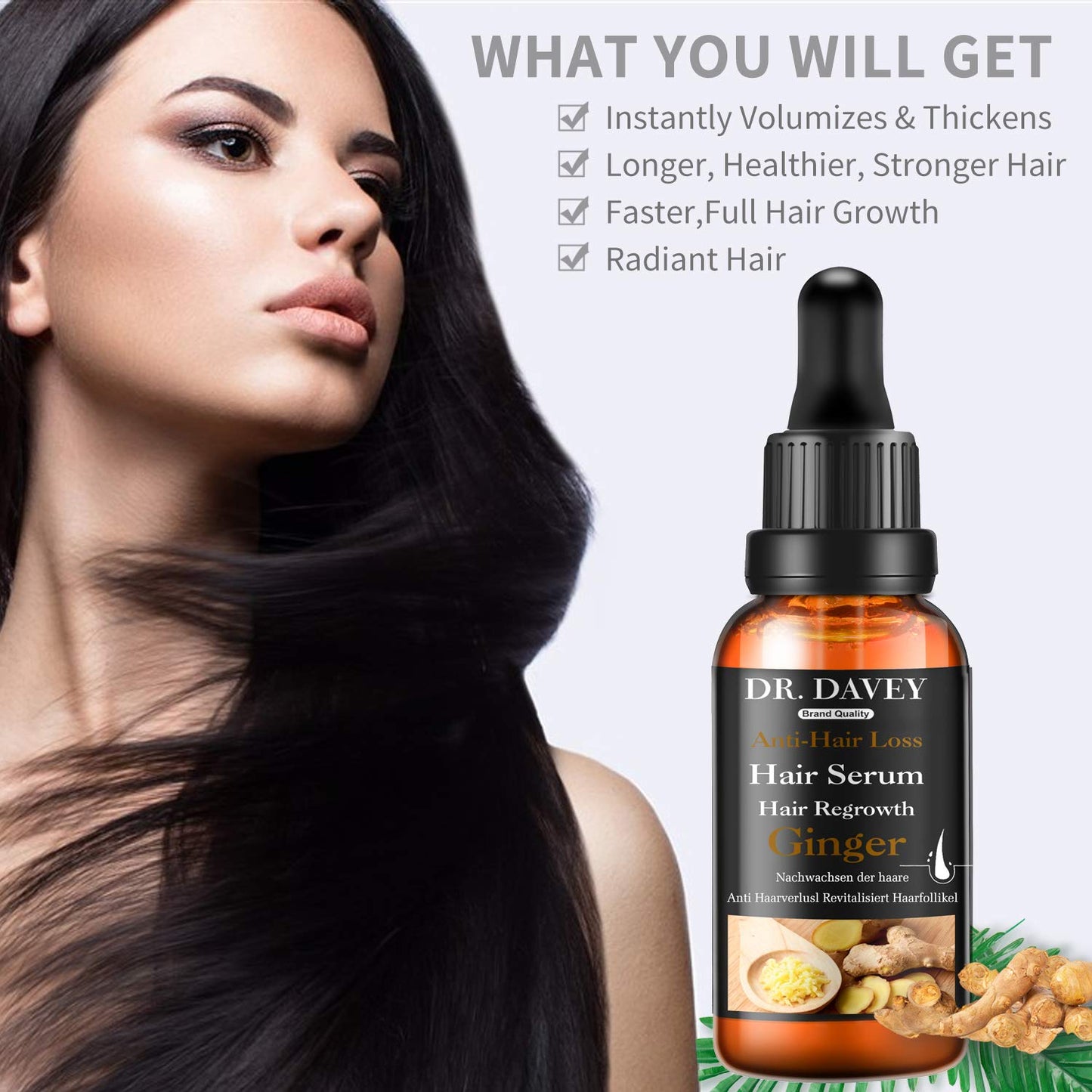 Hair Growth Serum vitamins serum for Hair Loss and Hair Regrowth Ginger Hair Growth Oil for Thinning/Balding/Repairs Hair Follicles/Stronger Hair Hair Growth Treatment for Men and Women