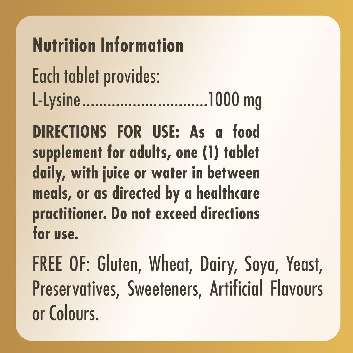 Solgar L-Lysine 1000 mg Tablets - Pack of 50 - Support for an Active Lifestyle - Vegan and Gluten Free