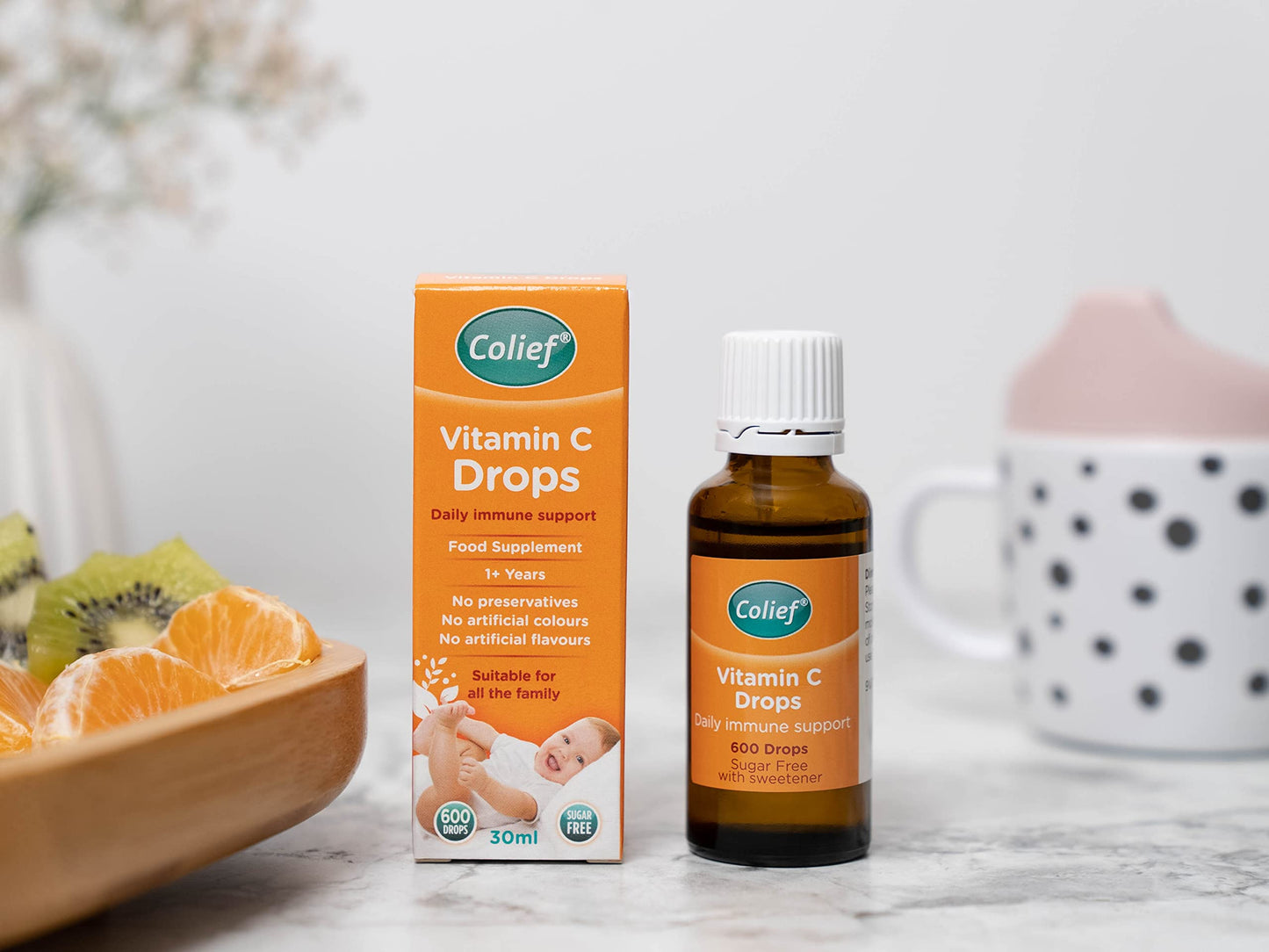 Colief - Vitamin C Drops - Daily Immune Support for Infants Age +1 - Diary, Gluten and Preservative Free - Supports Development of Healthy Bones and Teeth - 600 Drops