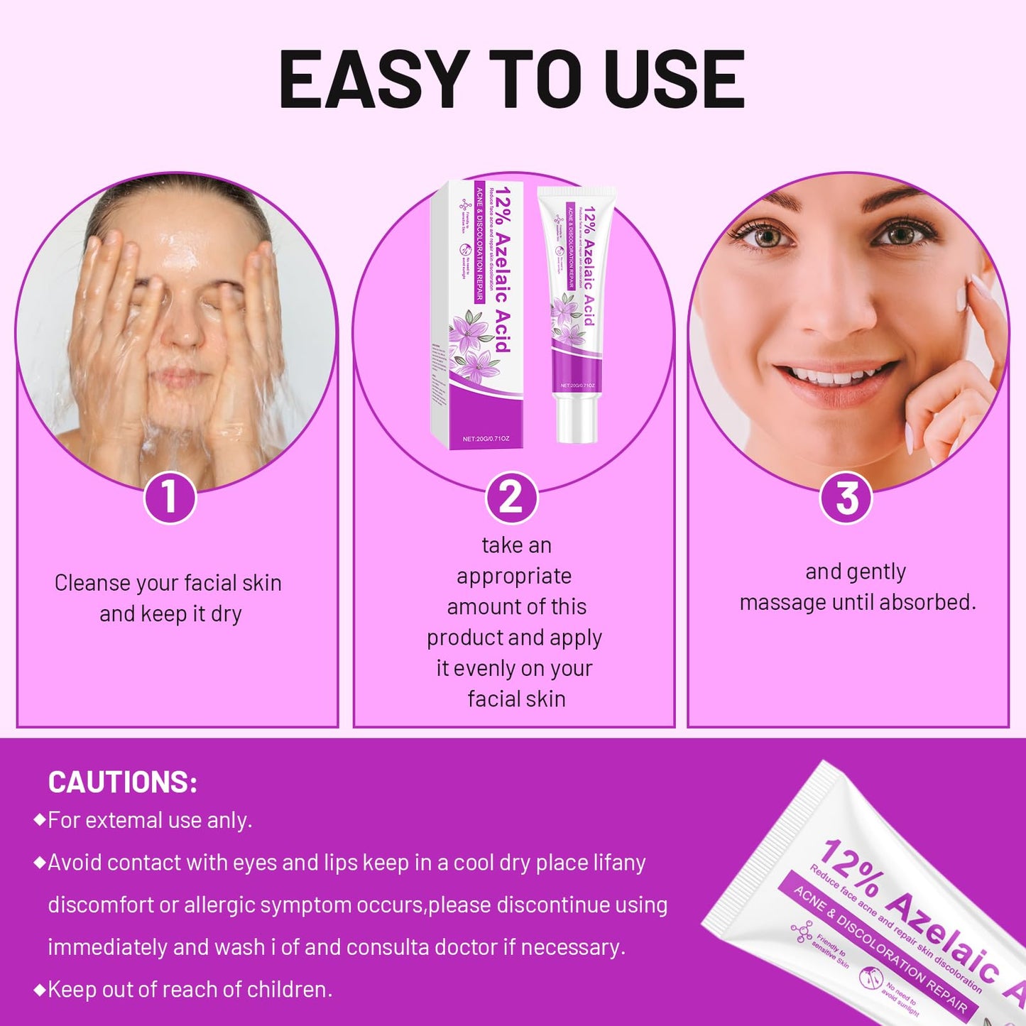 Bettinay Rosacea Cream for Face, 12% Azelaic Acid Cream, Gentle and Moisturizing for all Skin Pigmentation Redness