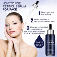 Aeshory Retinol Serum for Face/Neck/Eyes 50ml, High Strength with 5% Retinol, 30% Vitamin C, Vitamin E & Hyaluronic Acid - Anti Aging Facial Serum for Moisturizing, Fine Line, Skin Repair