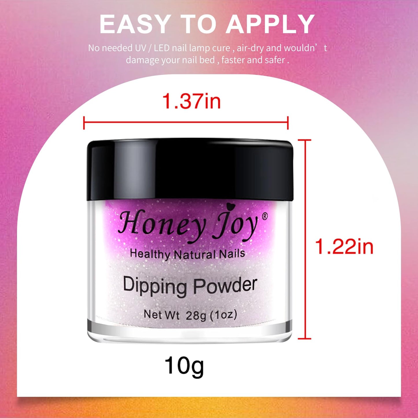 Honey Joy 6 Box/Set Temperature Mood Changing Colors Fine Dipping Powder Dip Powder Color Collection, Sun Orange/Yellow, Rose Pink/White Glitter, Green Blue Purple (W-3-1-2-8-10-17-10g/box) …