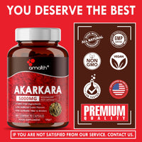 AMALTH Amalth Akarkara Anacyclus Pyrethrum Extract Supplements for Naturally Supports Your Stamina, Strength and Build Lean Muscle Mass- 500mg- 90 Capsules
