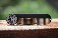 Hair Comb Death Grip 5" x 1.25" Keychain Comb | Fine Tooth Black Powder Coated Stainless Steel For Hair Styling & Beard & Moustache Grooming For Men