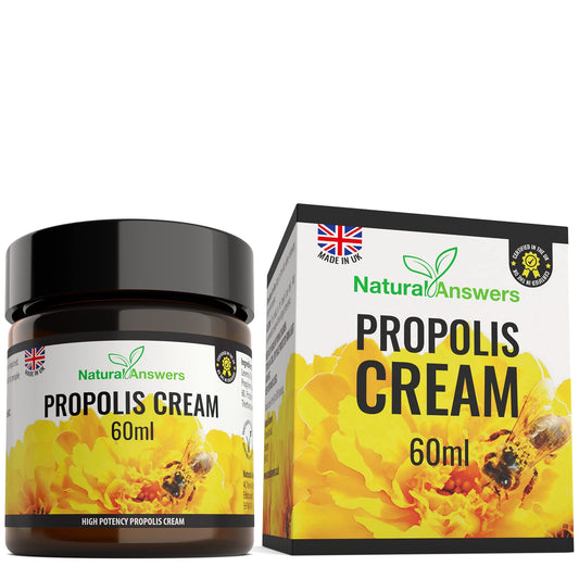 Natural Answers Bee Propolis Cream 60ml - Moisturising Natural Propolis Balm Ointment Remedy for Dry Skin, Cold Sores and Spots - UK Manufactured