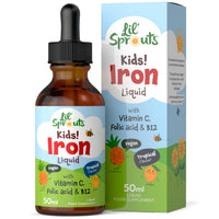 Carlyle Iron Drops for Kids | 50mL | with Vitamin C, B12, and Folic Acid | Tropical Flavoured Liquid Food Supplement | 10mg of Iron Per Serving | Vegan | by Lil' Sprouts
