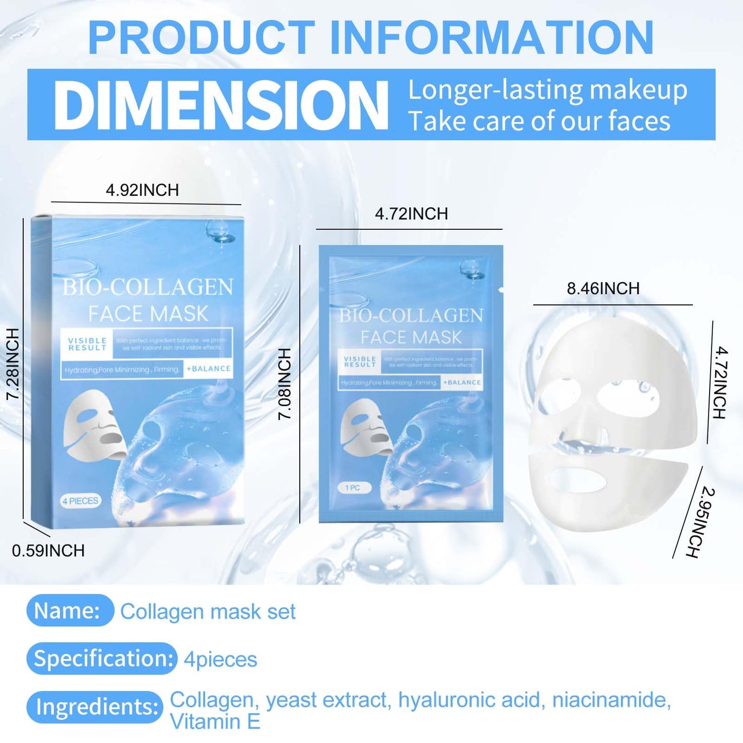 Allony Biodance Bio-collagen Real Deep Mask, Bio Collagen Face Mask, Bio Collagen Mask Overnight, Deep Hydration, Firming and Repairing(4pcs)