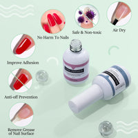 TOMICCA Nail Dehydrator and Primer Set-Professional Nail Bond Primer &Nail Prep Dehydrate,Acid Free Superior Protein Bonding,Fast Air Dry For Gel Polish and Acrylic Powder 0.5oz