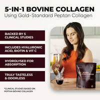Inspiriko Bovine Collagen Powder for Women. Award Winning, 50 Servings, Hydrolyzed Collagen Supplements for Women with Hyaluronic Acid, Biotin & Vitamin C. EU Grass-Fed, Unflavoured 510g