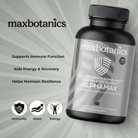 Max Botanics ALPHAMAX® Cellular Health, Natural Defence & Vitatlity Active Hexose Correlated Compound High Strenth AHCC Supplements 600mg Shiitake Mushroom Extract Vegan 120 Capsules UK Made