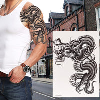 ULTNICE Large Large Temporary Arm Tattoo Stickers Waterproof Dragon Sleeve Transfers for Men Women Scar Cover Body Art 21X15cm