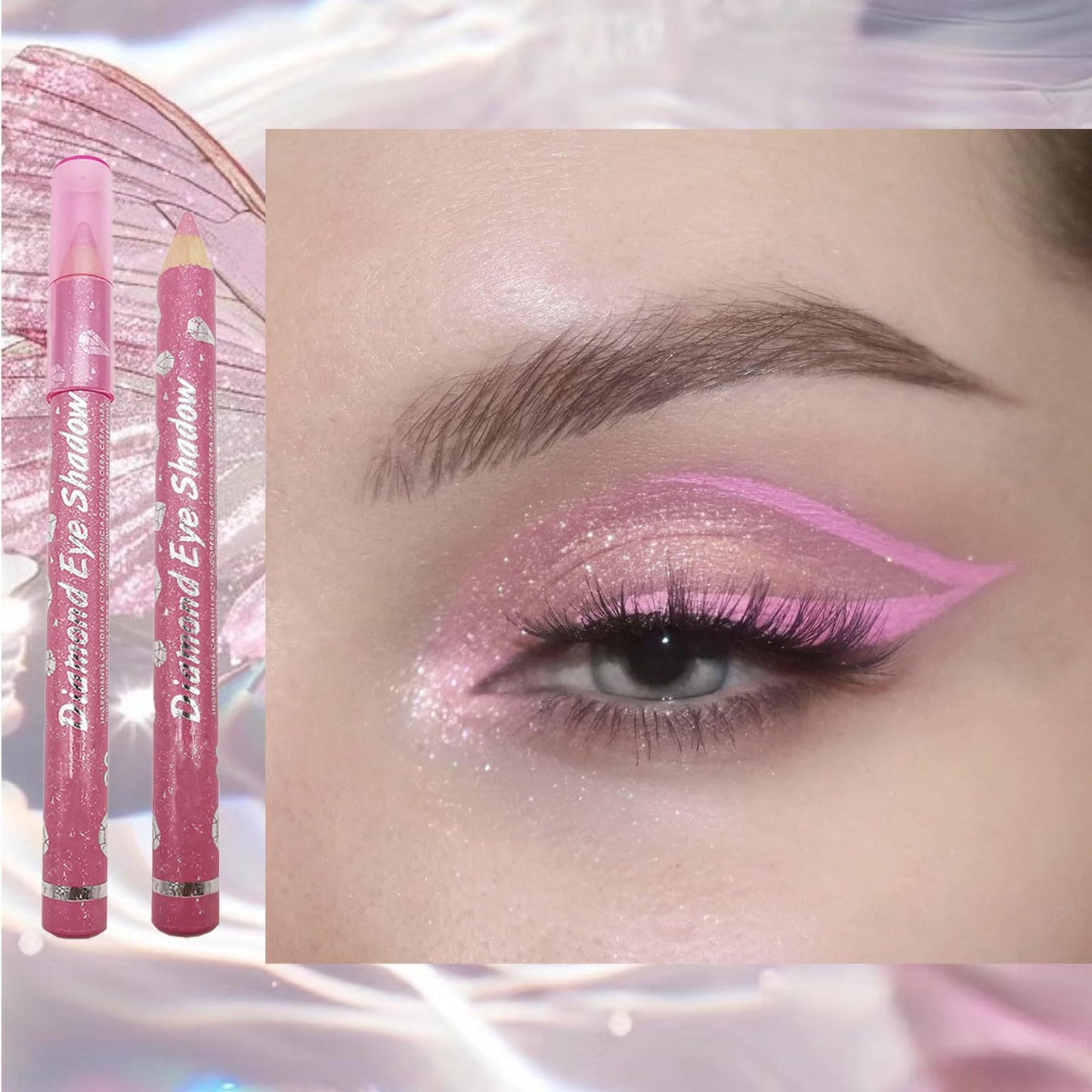 LYNTYAOU Rose Pink Eyeshadow Stick, Cream Eye Shadow Crayon Pencil, Shimmer Pearl Bright Color, Natural Glitter Eyeshadows Pen, High Pigmented Eyes Makeup Highlighter Eye Liner