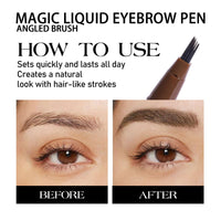 Magic Liquid Eyebrow Pen & Angled Brush Pencil - Waterproof, Long-Lasting For Natural Full Brows (03 Espresso）