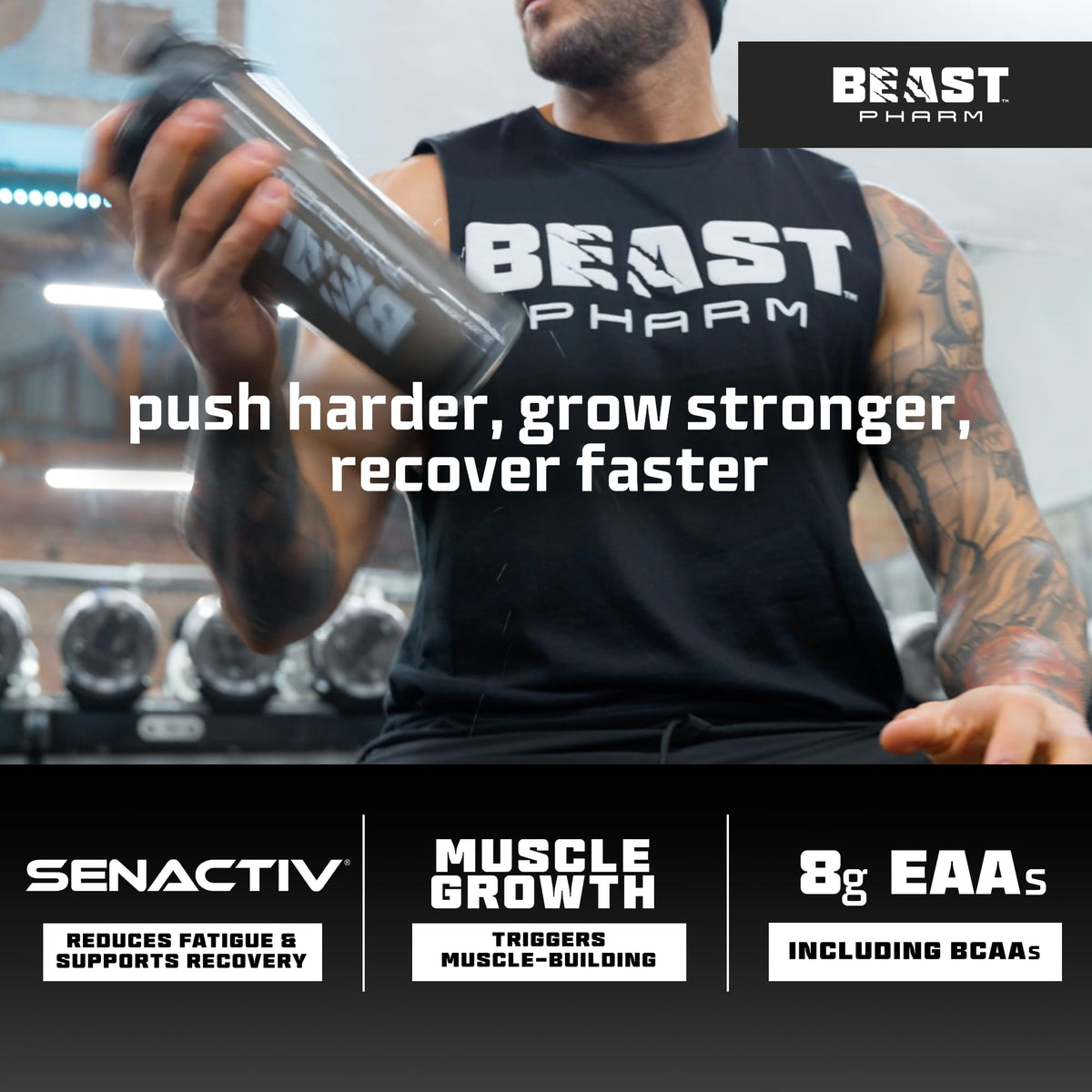 Beast Pharm EAA Amino Acids, 30 Servings Enhanced BCAA Powder | Sour Cherry