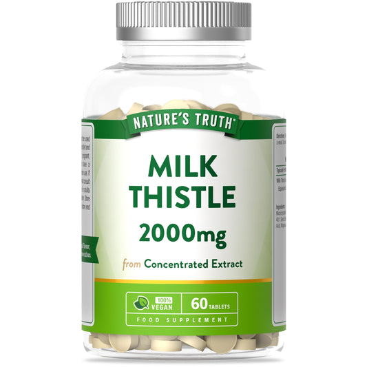 Nature's Truth Milk Thistle Tablets - 2000mg High Strength Milk Thistle Supplement - 60 Tablets - Vegan