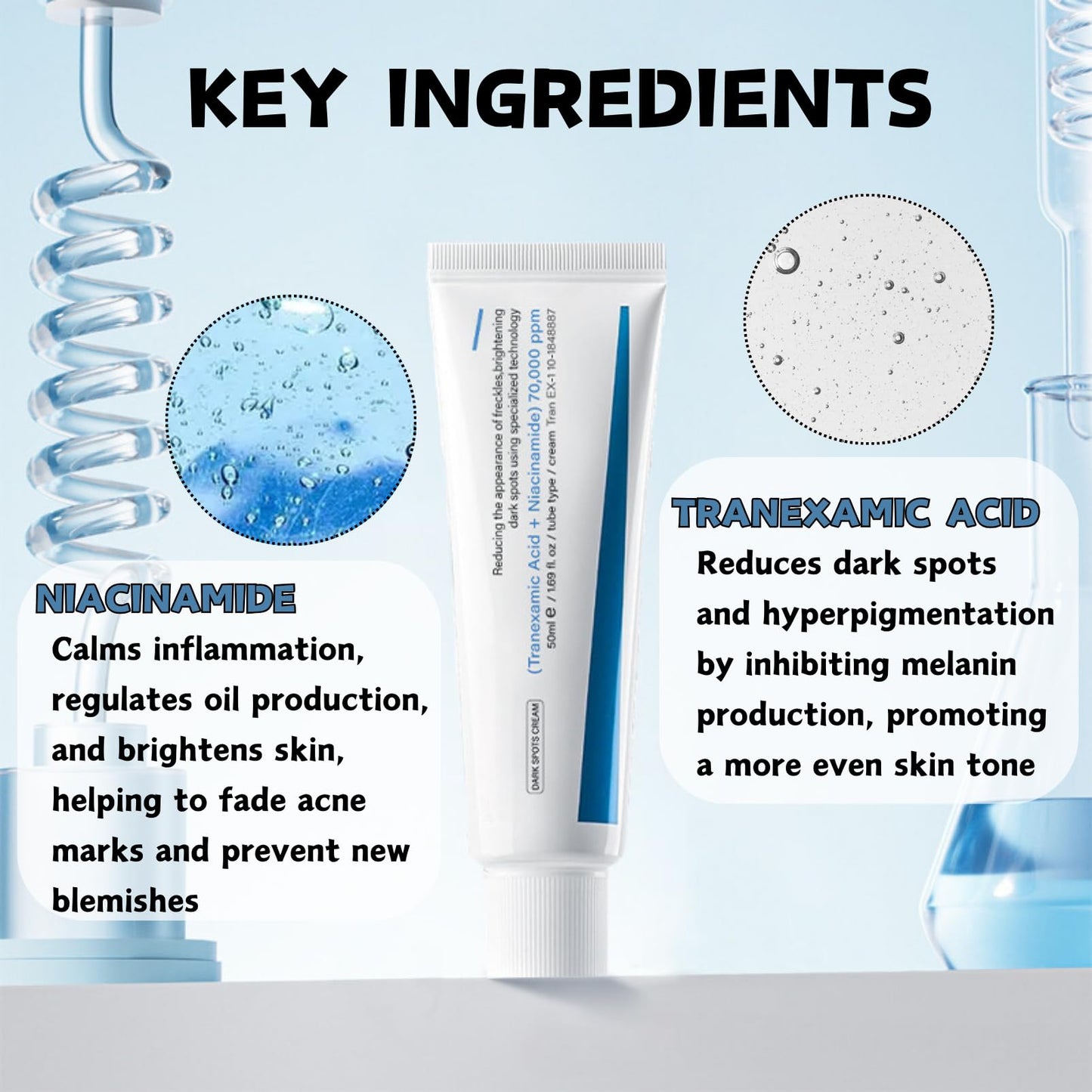 Dark Spot Cream, Tranexamic Acid & Niacinamide Face Cream for Women, Anti Aging Face Cream for Freckles & Hyperpigmentation, Dark Spot Remover for Even Skin Tone, Moisturiser Face Women & Men, 50ml