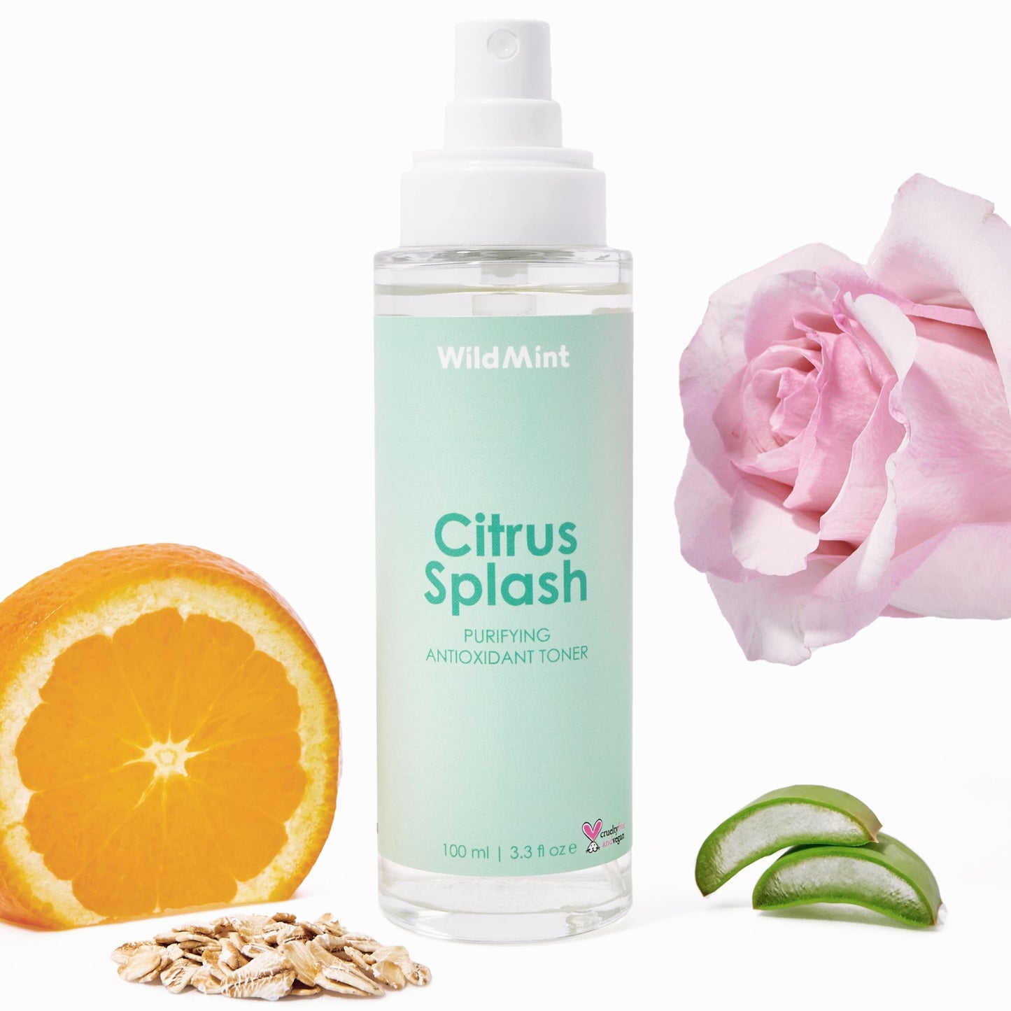 WildMint Citrus Splash Natural Face Toner | Brightening Toner for Sensitive, Mature & Damaged Skin | Vitamin C for Dark Spots & Acne Prone Skin | UK Made Vegan & Cruelty-Free Skincare | 100ml