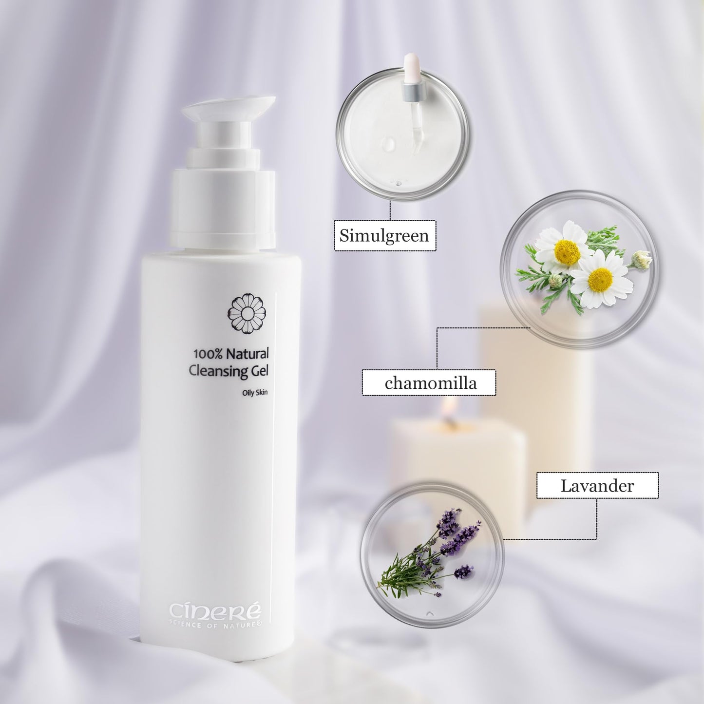 Cinere 100% Natural Cleansing Gel For Oily Skin 150ml | Soap free | Face Cleanser for Acne Prone & Blemish Prone Skin | Cleanser for Oil Control | Glowing Face Wash | Daily Gentle Facial Wash