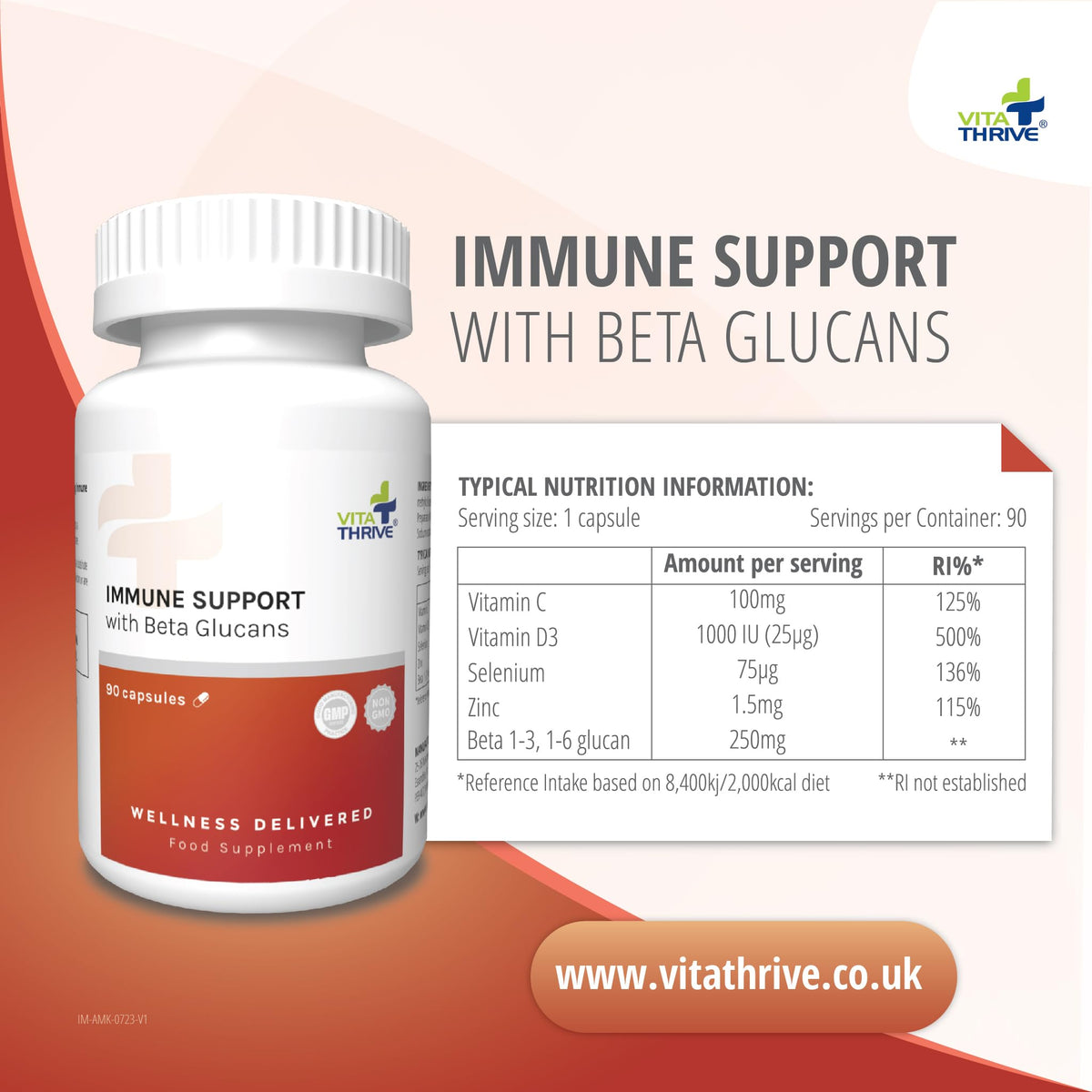 Vita Thrive VitaThrive® Immune Support with Beta Glucans - 90 Capsules