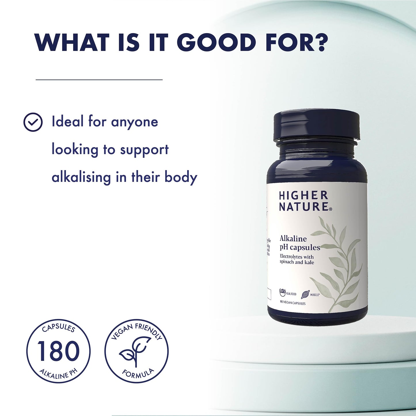 HIGHER NATURE Higher Nature - Alkaline pH Capsules - Alka Clear - Natural Alkalinity - Electrolytes - Gently Readjusts Body's Ph Balance - Vegetarian & Vegan - 180 Capsules