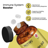 NUTOC Vitamin D3 4000IU Tablets - 400 Micro Tablets, 1+ Year Supply, 6mm Easy Swallow, One A Day, UK Made, Gluten-Free, High Strength - Supports Immune System & Bone Health