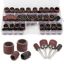 Littleduckling 104Pcs Sanding Band Drum Sleeve 60 120 320 Grit 1/4" 1/2" Nail Drill Sander with 4 Drum Mandrel for Dremel Rotary Tool
