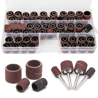 Littleduckling 104Pcs Sanding Band Drum Sleeve 60 120 320 Grit 1/4" 1/2" Nail Drill Sander with 4 Drum Mandrel for Dremel Rotary Tool