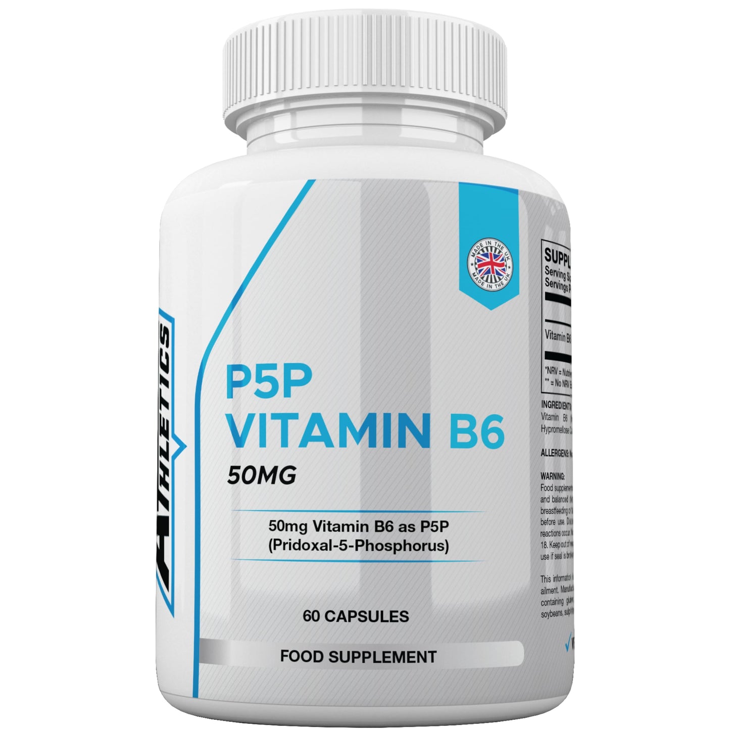 Freak Athletics Vitamin B6 P5P 50mg - Activated Vitamin B6 - Pyridoxal-5'-Phosphate Tiredness and Fatigue Supplement - 60 Capsules