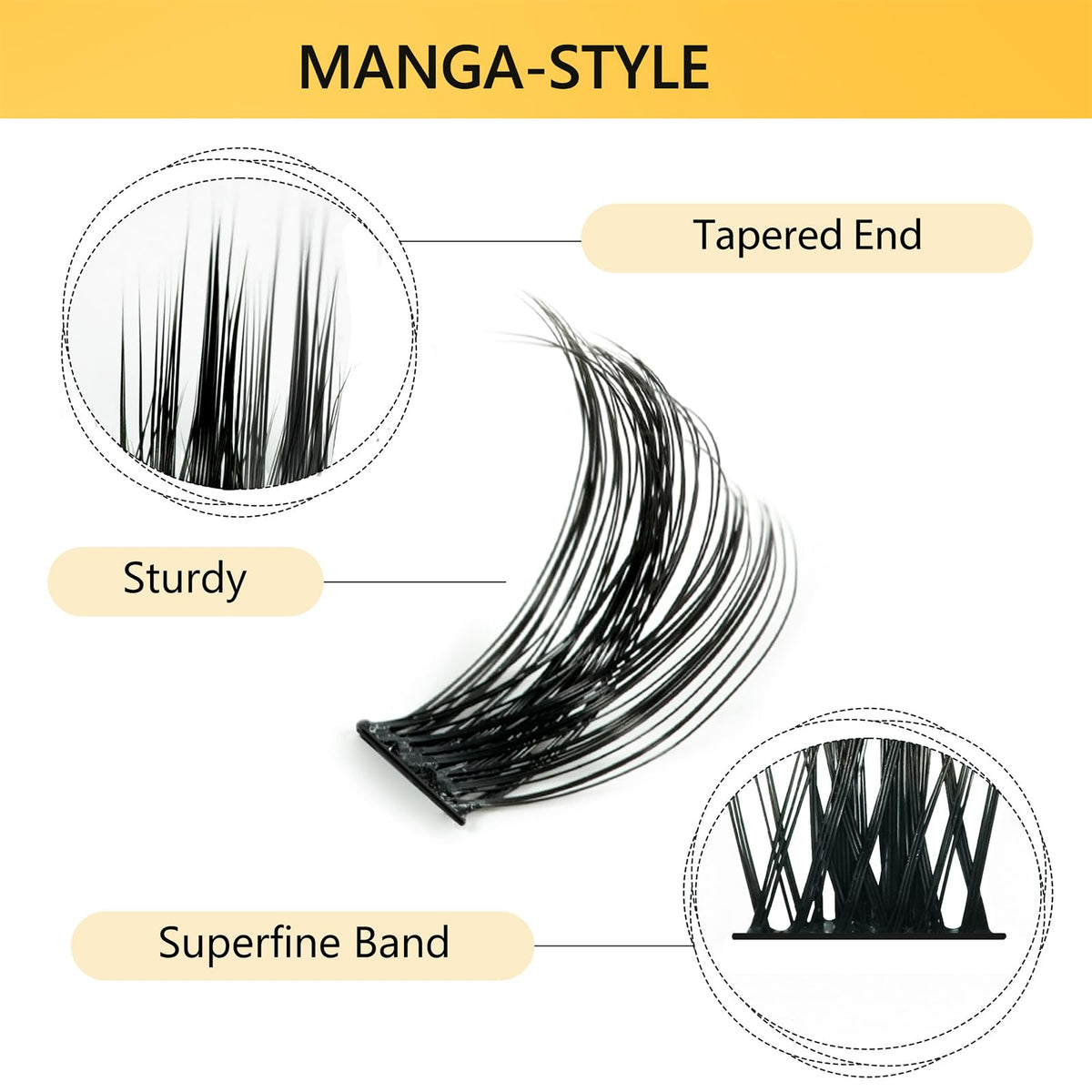 LANKIZ Manga Lashes Natural Look Lash Clusters Anime Lashes False Eyelashes Individual Lashes Extensions Korean Makeup Asian Fake Eyelashes Mink Wispy Fluffy Cluster Lashes