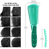 BESTOOL Detangle Hair Brush, Detangling Brush for Black Natural Hair Curly Afro 3/4abc Texture, Curly Hair Brush Faster and Easier Detangle Wet or Dry Hair with No Pain (Green)