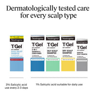 Neutrogena T/Gel Anti Dandruff Shampoo for Oily Scalp and Hair (1x 250ml), Daily Anti-Dandruff Shampoo with Salicylic Acid to Remove Excess Oils from First Wash