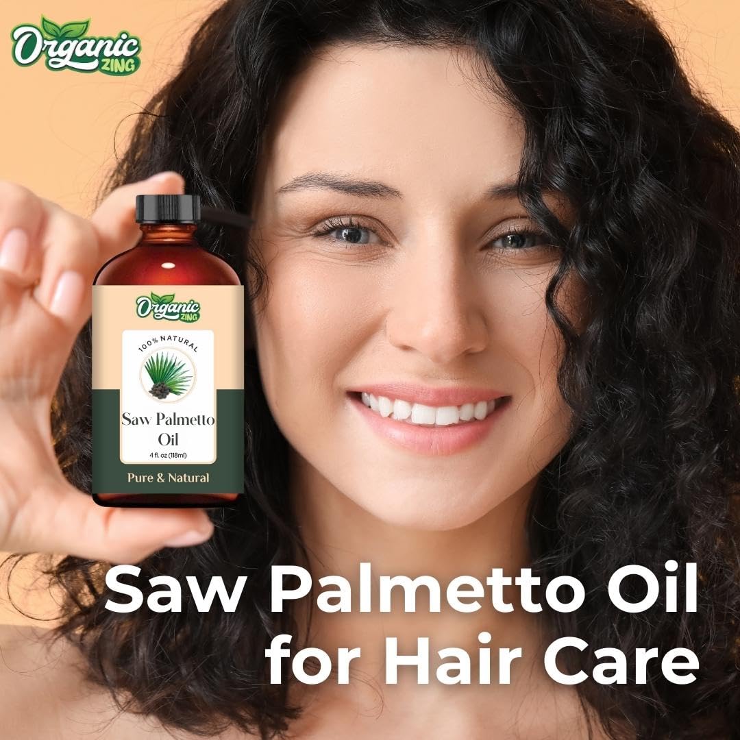 ORGANIC ZING Organic Zing Saw Palmetto Oil 118 ml (3.99 fl oz) – Cold Pressed Carrier Oil for Hair Care Formulations, Scalp Treatments & DIY Cosmetic Preparations