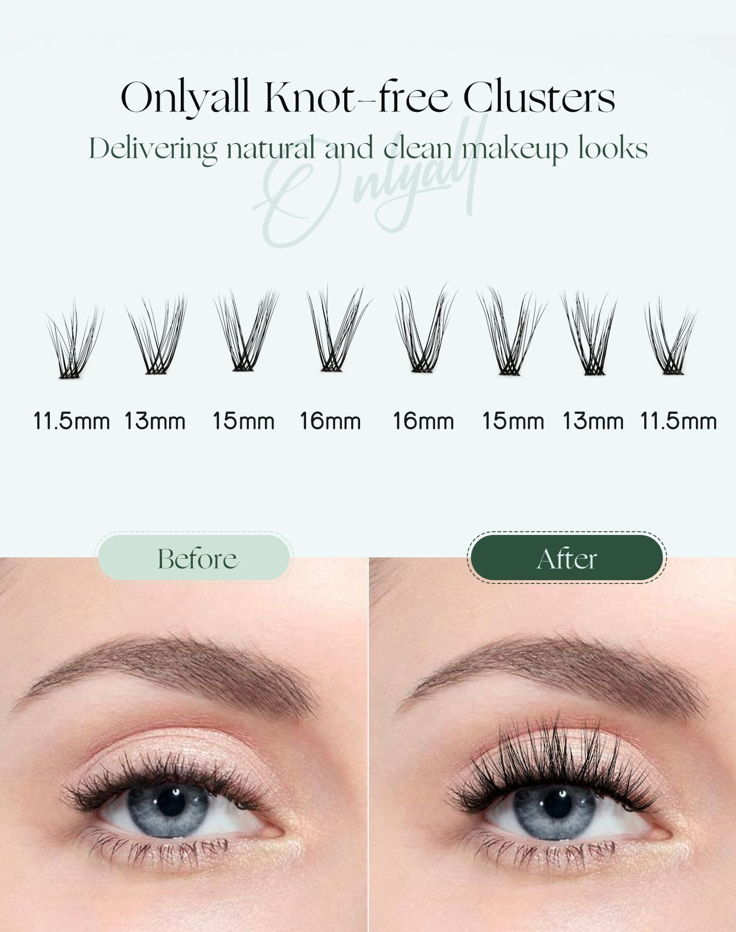 Onlyall Individual Eyelashes 3D Mink False Lashes Wispy EyeLash Fluffy 112 Pcs (11.5-16MM Pre-styled-Doll-7Pair) N06