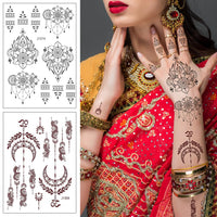 XMASIR 12 Sheets Temporary Tattoo Stickers, Indian Mandala Fake Tattoos Kit