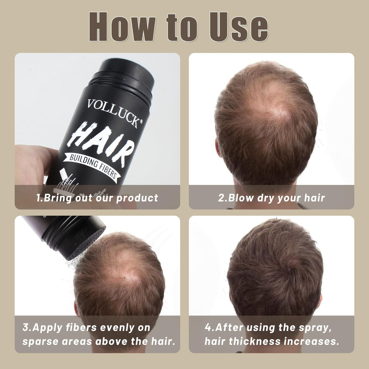 VOLLUCK Hair Fibres, Hair Thickening Products for Women Men, Long-lasting Hair Thick Fiber for Hair Loss 28 g (Auburn)