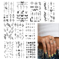 SHEBEEDO Temporary Tattoos Finger Stickers,10 sheets Small Tiny Realistic Fake Finger Tattoos,Semi Permanent Transfer Tattoos Black Flowers Wild Plant Butterfly Fake Tattoos,Waterproof Long Lasting Tattoos