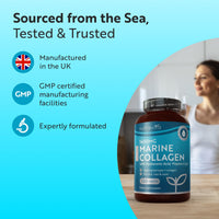 Nutravita Marine Collagen Tablets 1400mg Enhanced with Hyaluronic Acid - Hydrolysed Collagen Supplements for Women & Men - 120 Tablets (2 Month Supply) - with Vitamin C, Vitamin E & Zinc - Not Powder
