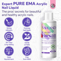 Saviland SAVILAND Pure EMA Acrylic Liquid: 120 ml Acrylic Monomer Liquid Low Odor Acrylic Liquid Nail with Castor Oil Vitamin E Safe Ingredients Liquid Monomer for Acrylic Nails Non Yellowing DIY Home