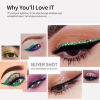 HAORQEE Green Eyeliner, Coloured Glitter Liquid Eye Liner Pencil Waterproof Long-Lasting Metallic Sparkling Fast Dry Smudge-Proof High Pigmented Christmas Gifts Eye Makeup for Women