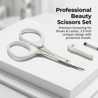 Pafason PAFASON Small High Precision Eyebrow Grooming Scissors Set, Beauty Makeup Cosmetic Tool, Curved, Straight Tip, Stainless Steel, Safety Case for Trimming Eyelash Extensions