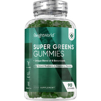WeightWorld Super Green Gummies | 90 Vegan Multivitamin Gummies | Blend of 8 Botanicals | with Vitamin B12, B3, B6, B5 & Folic Acid | Added 1.5mg Zinc | Gluten-Free Greens Supplement