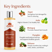 Ayumi Hair Growth Shampoo with DHT Blocker | Anti Hair Loss Shampoo with Bhringraj| Argan OilShampoo for Dry Scalp Treatments | Hair Strengthening with Pumpkin | Ideal Women & MensShampoo | 2x250ml
