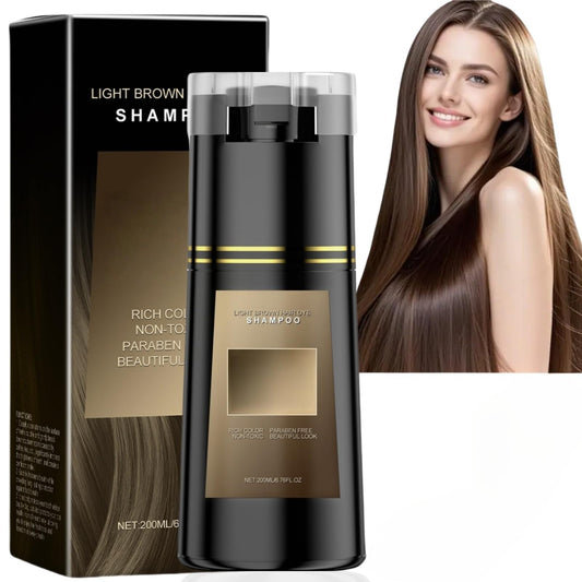 Hair Care Instant Dye Shampoo,Polar Hair Dye Shampoo Women 3-In-1 Sha/mpoo for Color Hair,Instant Herbal Coloring Sham/poo,Hair Care Dye S/hampoo,Easy to Use Shampo/os Dy/e,Long Lasting(Light Brown)